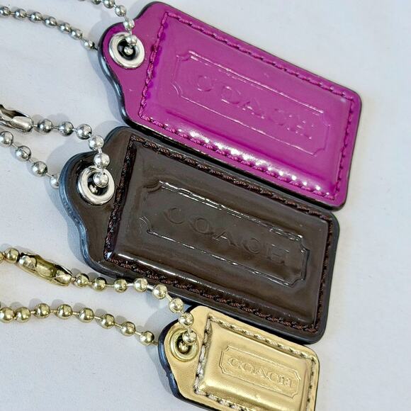 3 Coach Hang Tag Replacement 2.5" Fuschia/Pink/Purple Black Gold Bundle - Picture 3 of 5